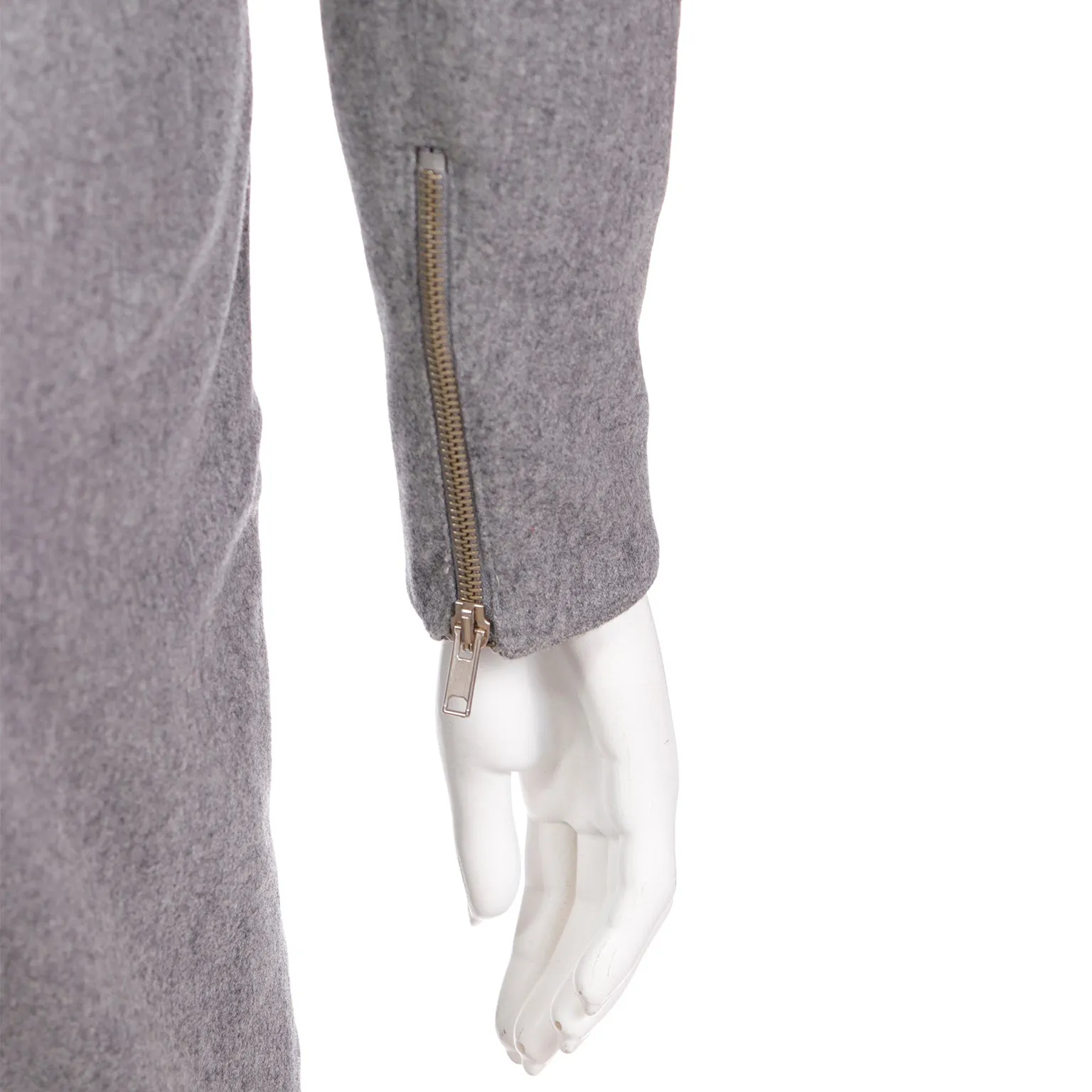 1980s Claude Montana Grey Wool One Piece Jumpsuit W Zipper Detail