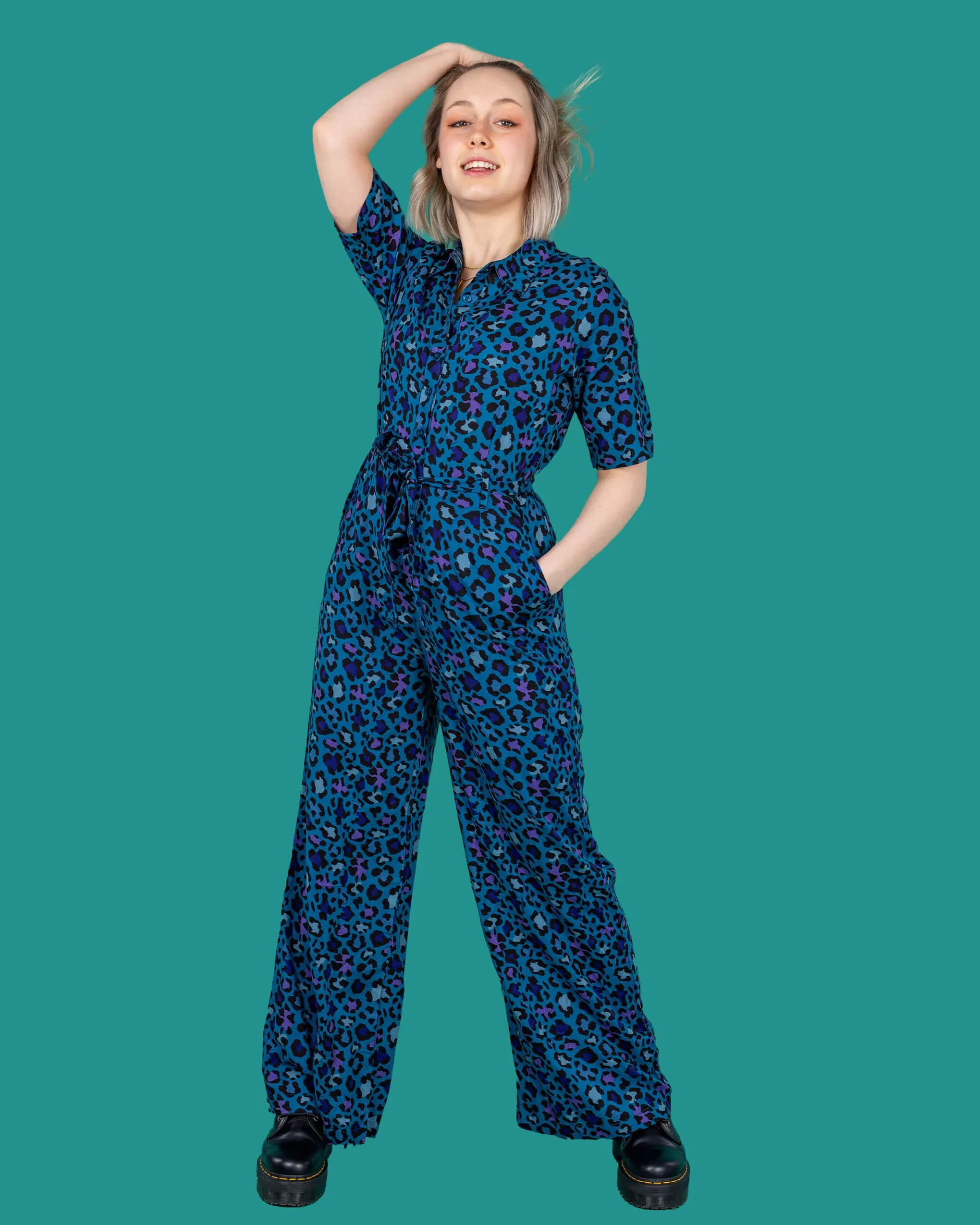 Atlantic Blue Leopard Print Jumpsuit