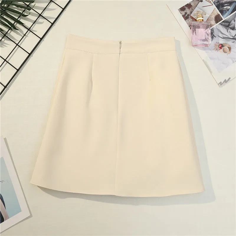 Basic High Waist Skirt Korean Summer Anti-Exposed Solid Colored Slim Look Hip Flattering Skirt