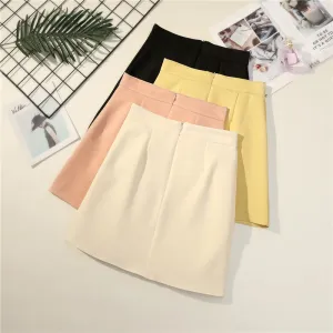 Basic High Waist Skirt Korean Summer Anti-Exposed Solid Colored Slim Look Hip Flattering Skirt