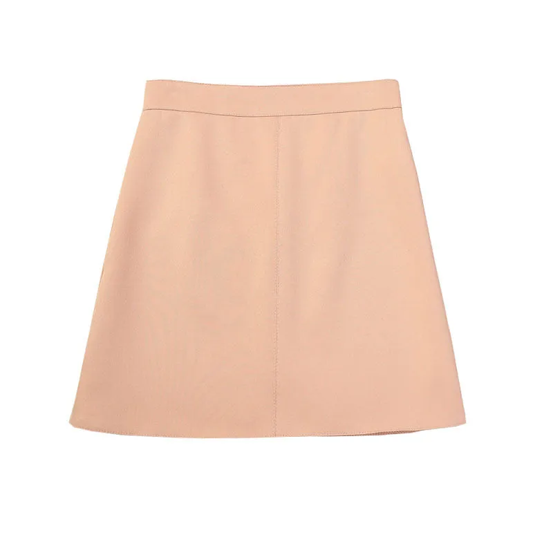 Basic High Waist Skirt Korean Summer Anti-Exposed Solid Colored Slim Look Hip Flattering Skirt