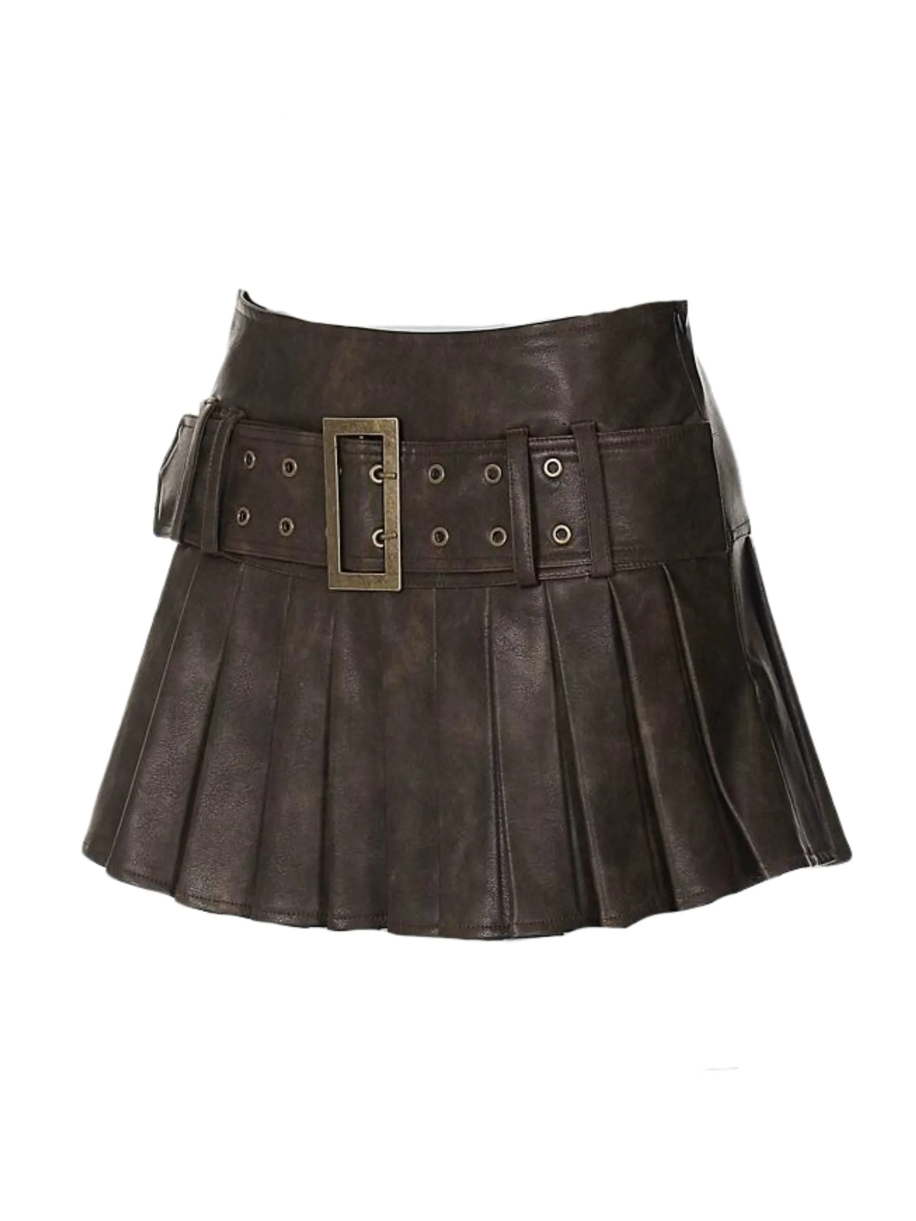 Blythe Faux Leather Pleated Mini Skirt