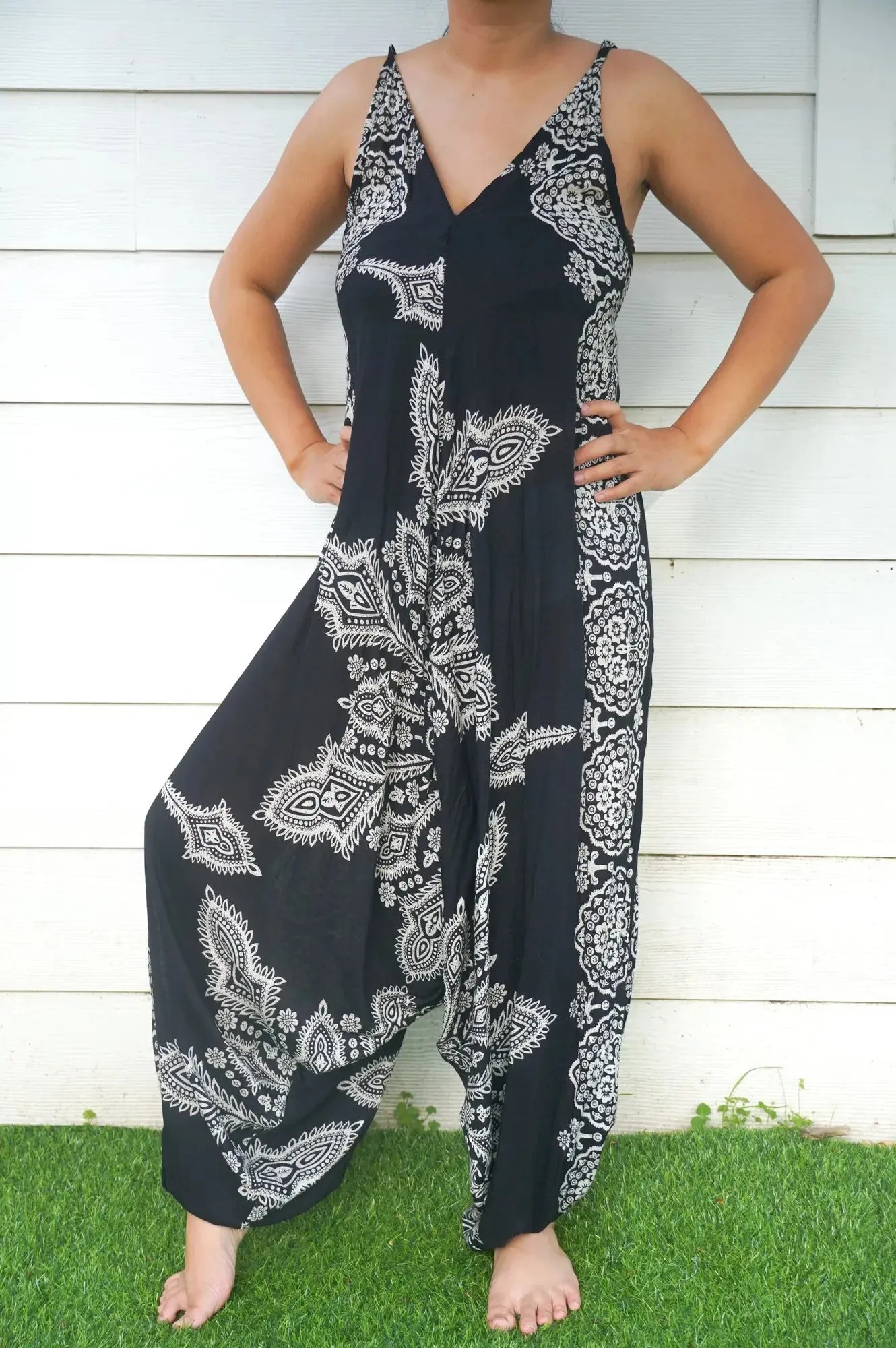 Bohemian Black Butterfly Summer Jumpsuit for Festival Fun