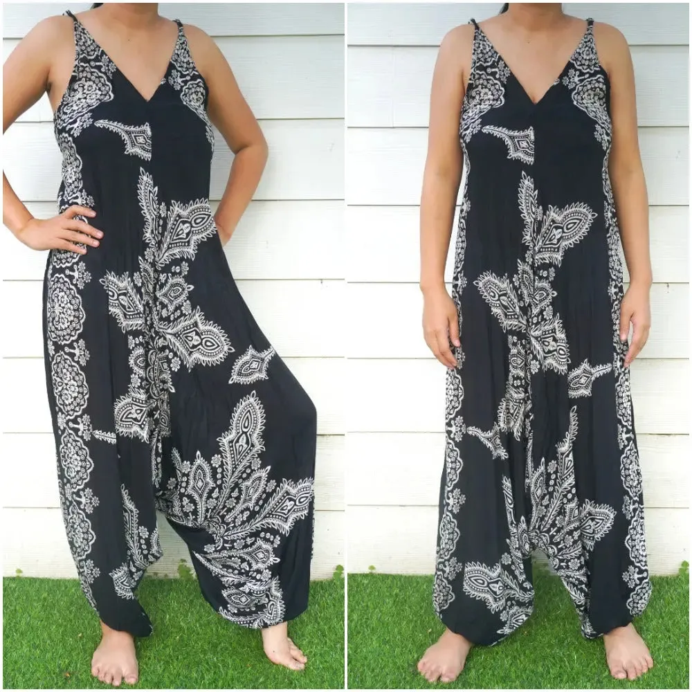 Bohemian Black Butterfly Summer Jumpsuit for Festival Fun