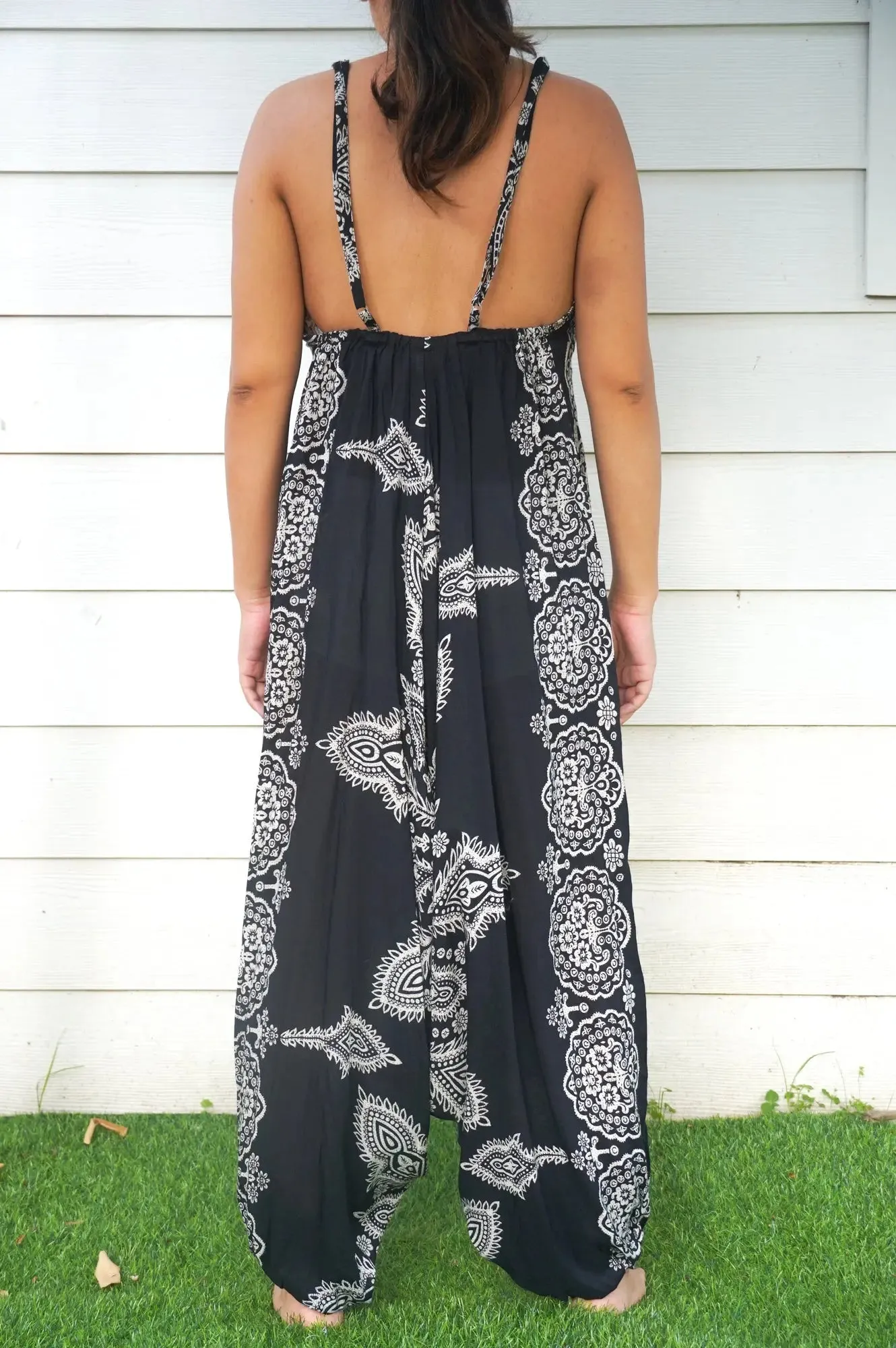 Bohemian Black Butterfly Summer Jumpsuit for Festival Fun