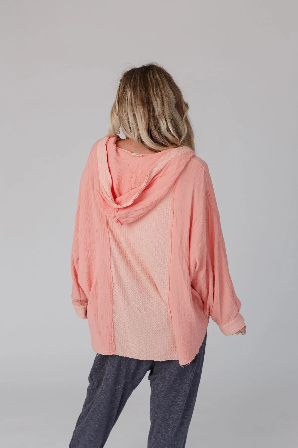 Bono Oversized Hoodie Top - Peach