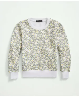 Brooks Brothers Girls Floral Terry Sweatshirt Green