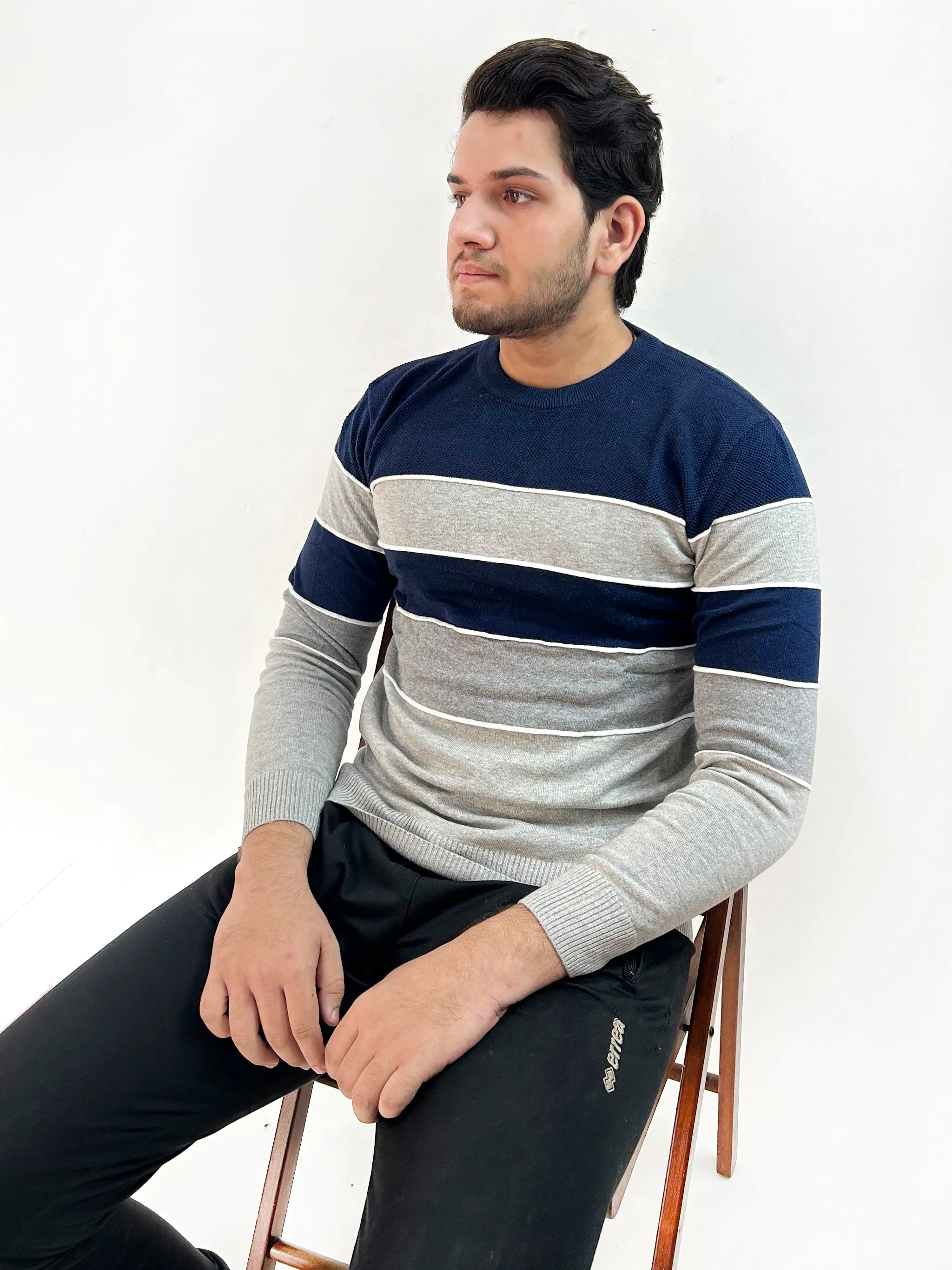 Dark Blue Crew Neck Jumper For Men