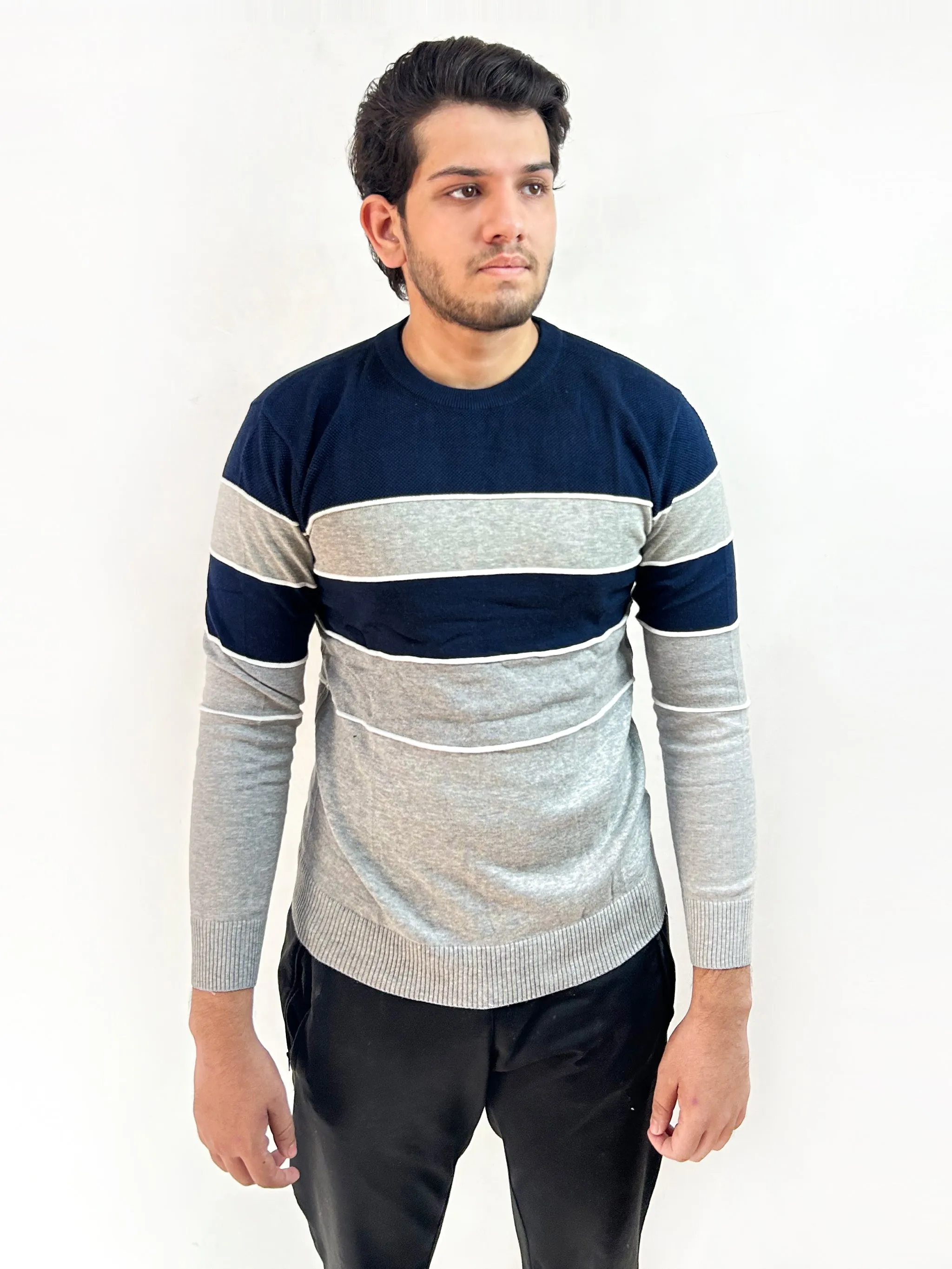 Dark Blue Crew Neck Jumper For Men