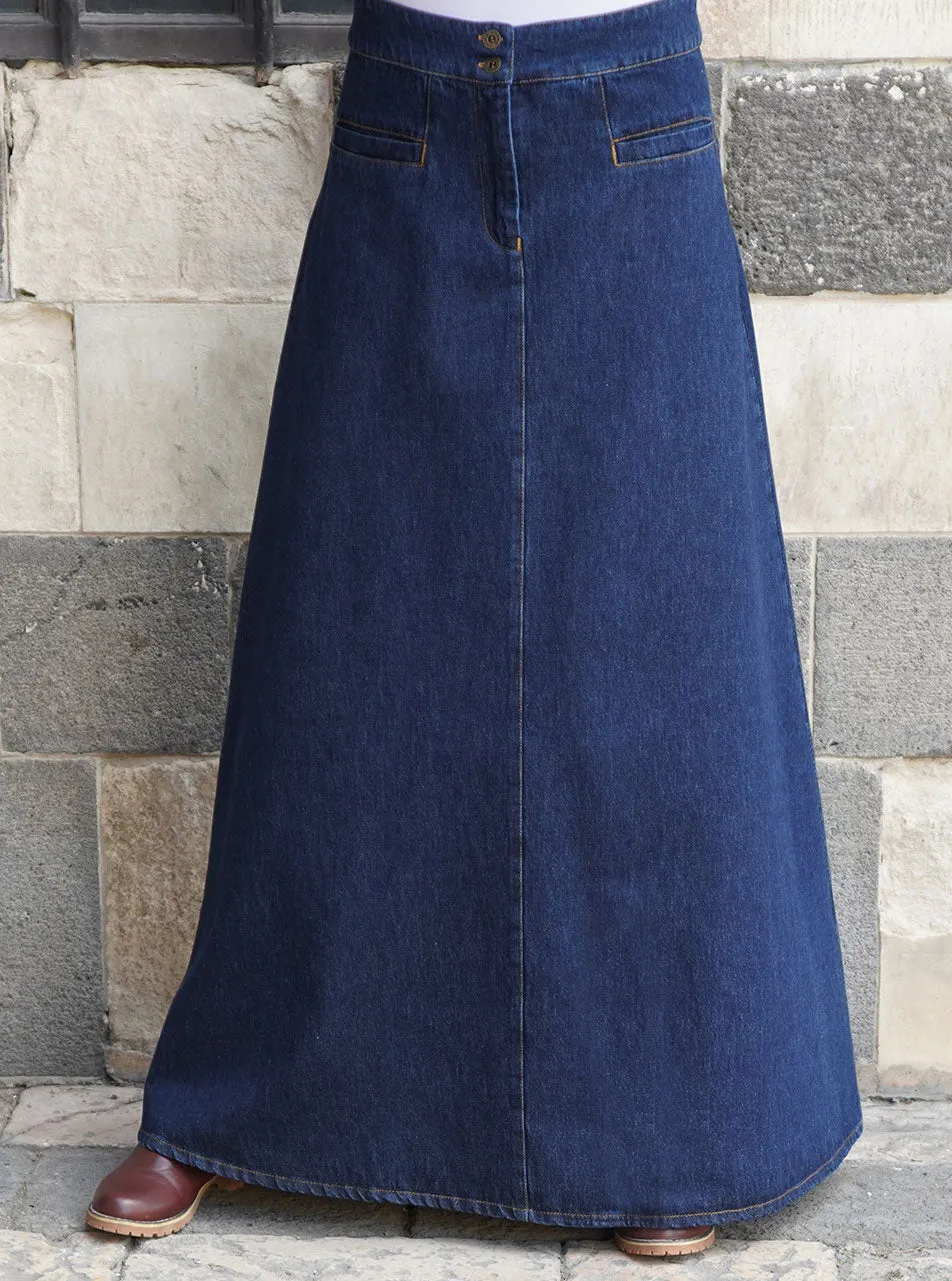 Denim Flattering Fit Maxi Skirt