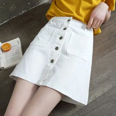 Denim Short Women A-Line Hip Flattering Summer High Waist Korean Skirt Slim Look Skirt