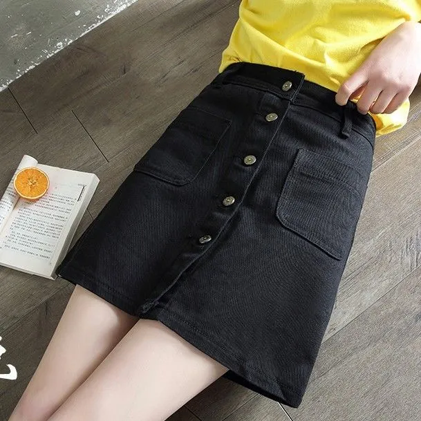 Denim Short Women A-Line Hip Flattering Summer High Waist Korean Skirt Slim Look Skirt