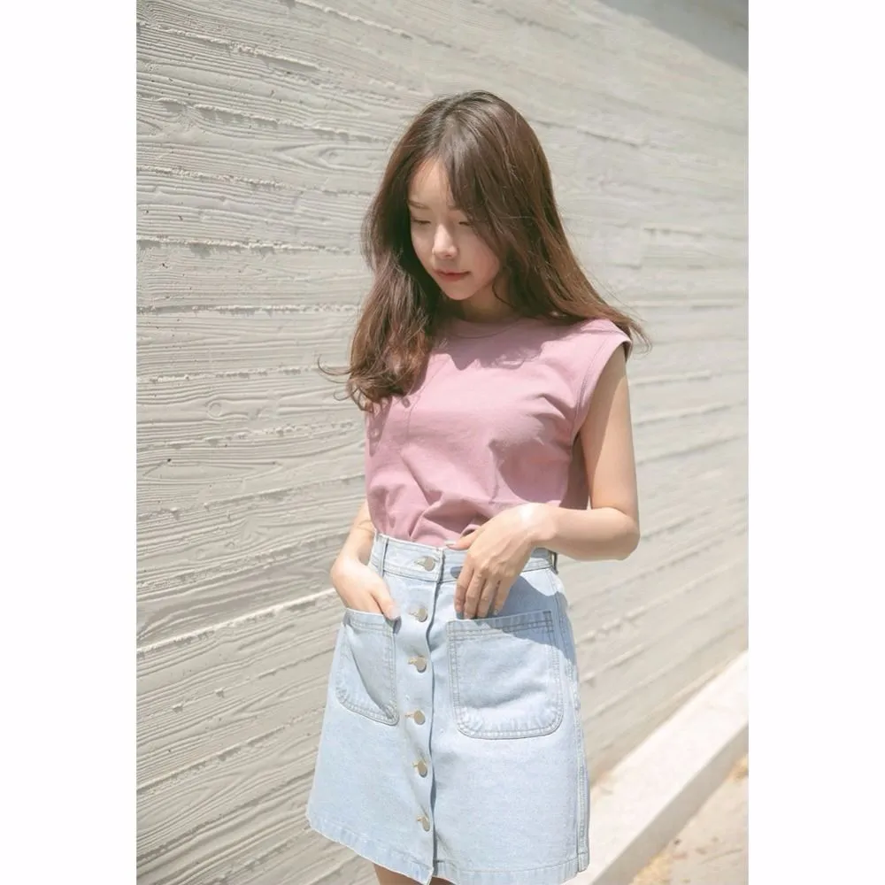 Denim Short Women A-Line Hip Flattering Summer High Waist Korean Skirt Slim Look Skirt