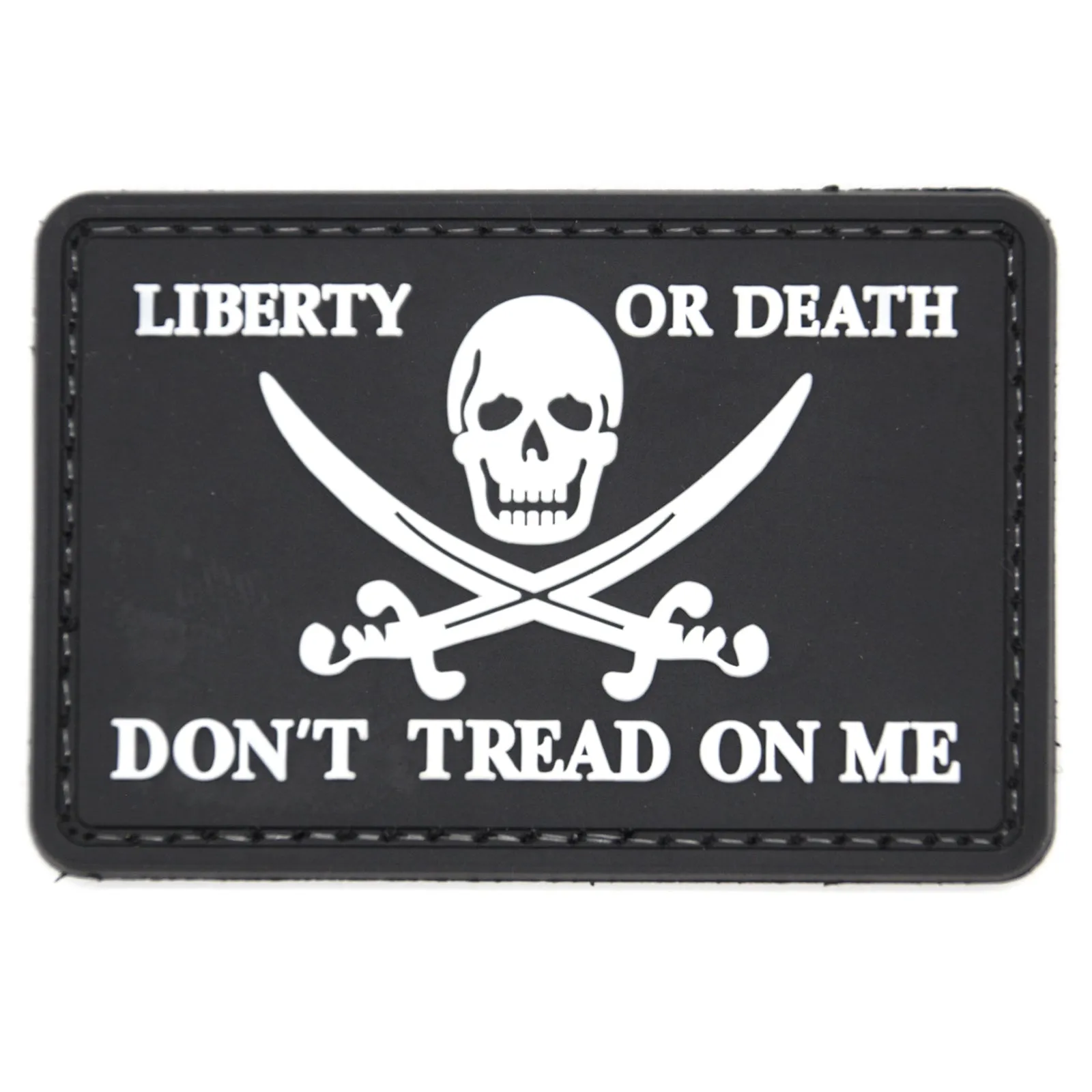 Don't Tread On Me Liberty or Death Skull Patch Black