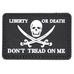 Don't Tread On Me Liberty or Death Skull Patch Black