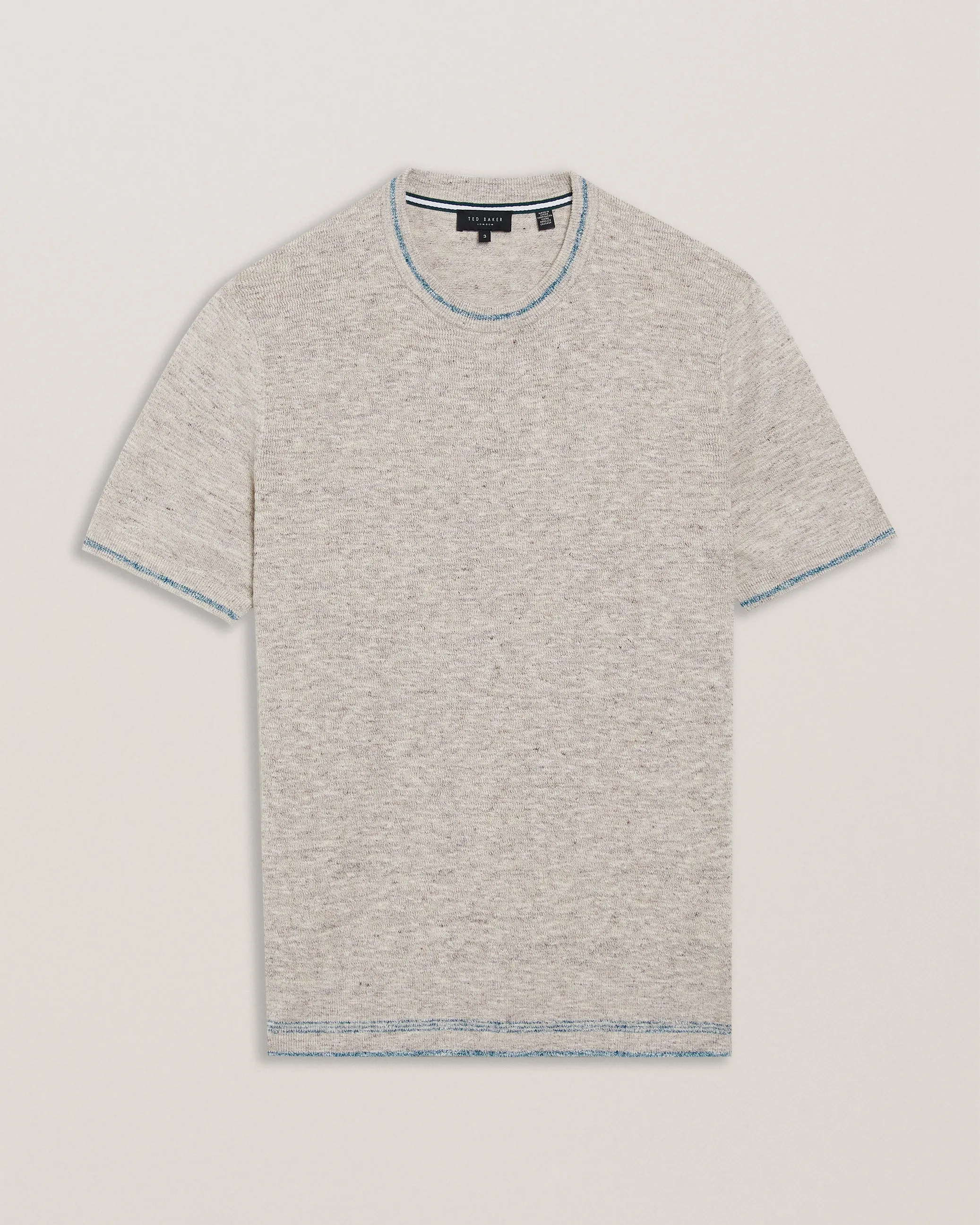 Eriks Ss Regular Textured Front T-Shirt Natural