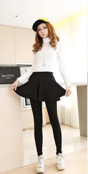 False Two-Piece Leggings Korean Flare Skorts Thick Hip Flattering Slimming Warm Women Culottes