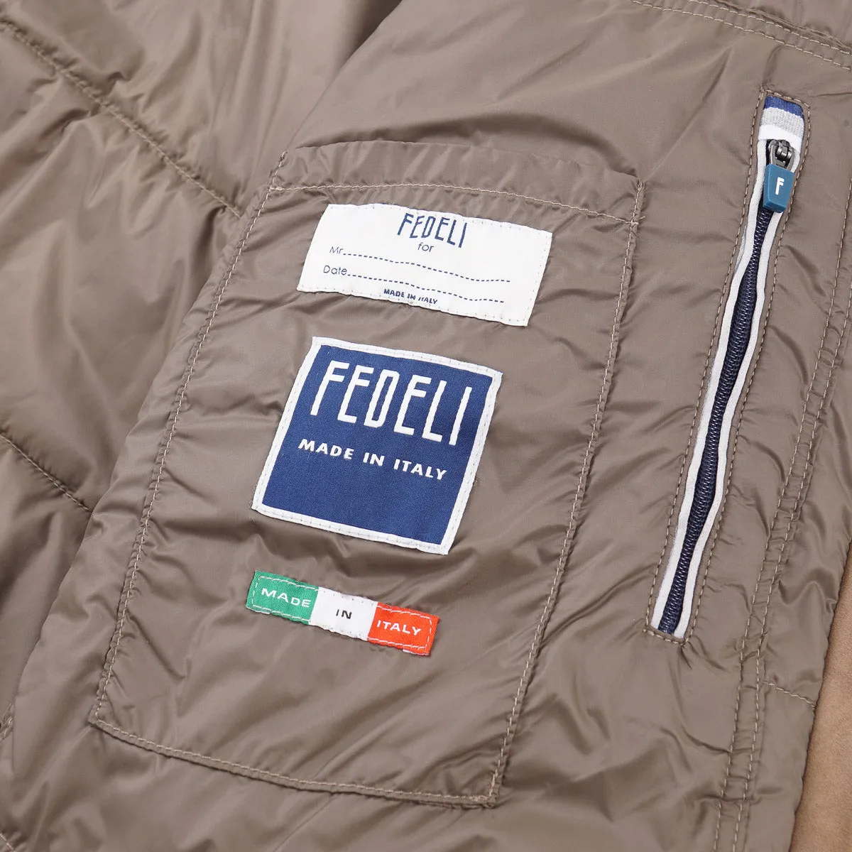 Fedeli Down-Filled Suede Short Parka