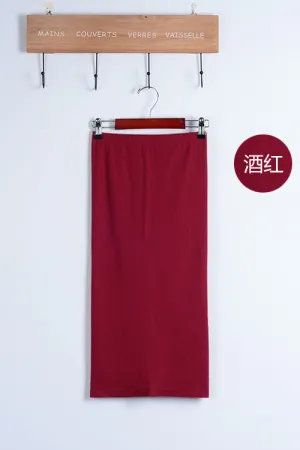 Hip Flattering Korean Slim Look Knitted Women Splitted Mid-Length Skirt