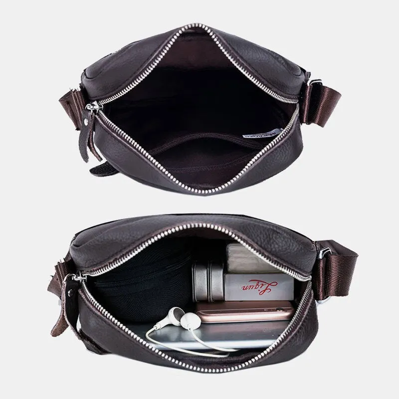 Men Genuine Leather Waterproof Multifunction Multi-Layers Crossbody Bag Shoulder