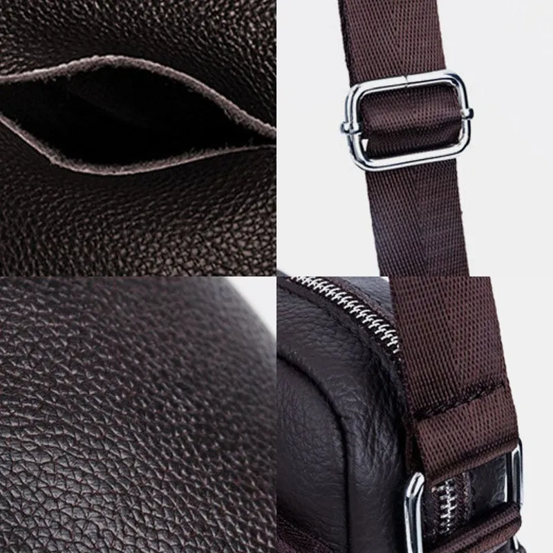 Men Genuine Leather Waterproof Multifunction Multi-Layers Crossbody Bag Shoulder