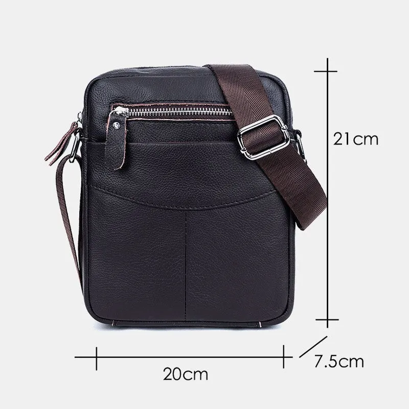 Men Genuine Leather Waterproof Multifunction Multi-Layers Crossbody Bag Shoulder