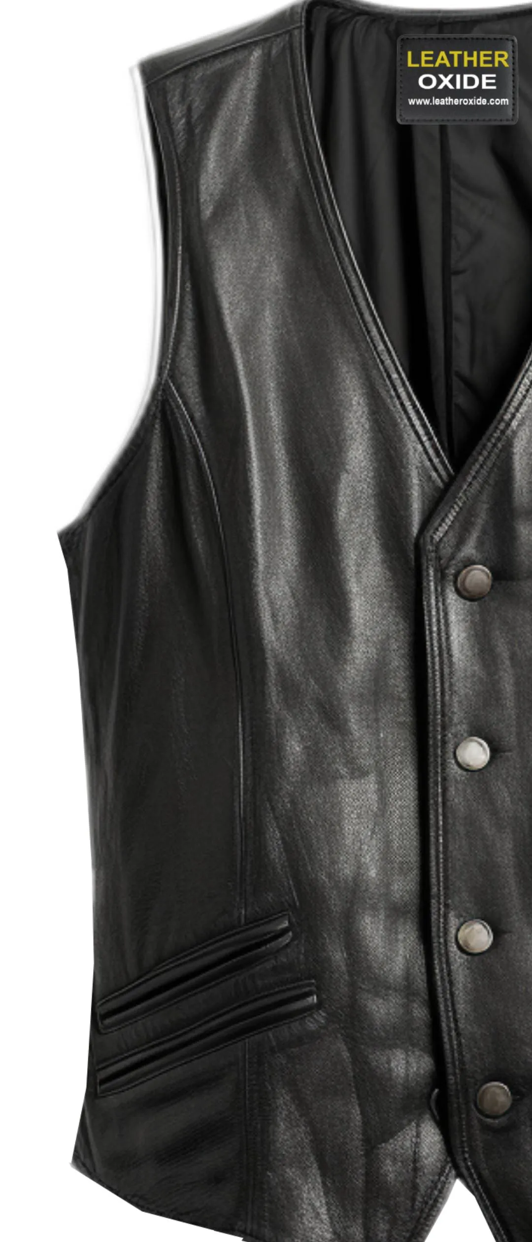 Men Stylish Black Leather Vest