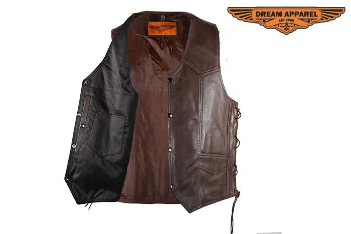 Mens Brown Leather Vest