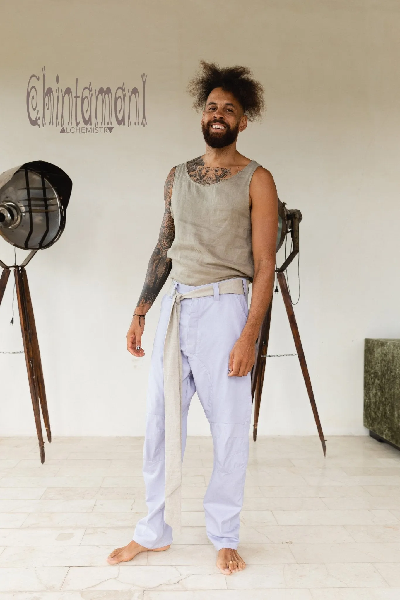 Mens Cotton Twill Long Pants / Light Blue