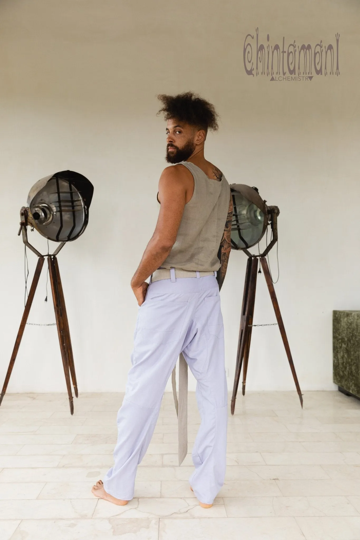 Mens Cotton Twill Long Pants / Light Blue