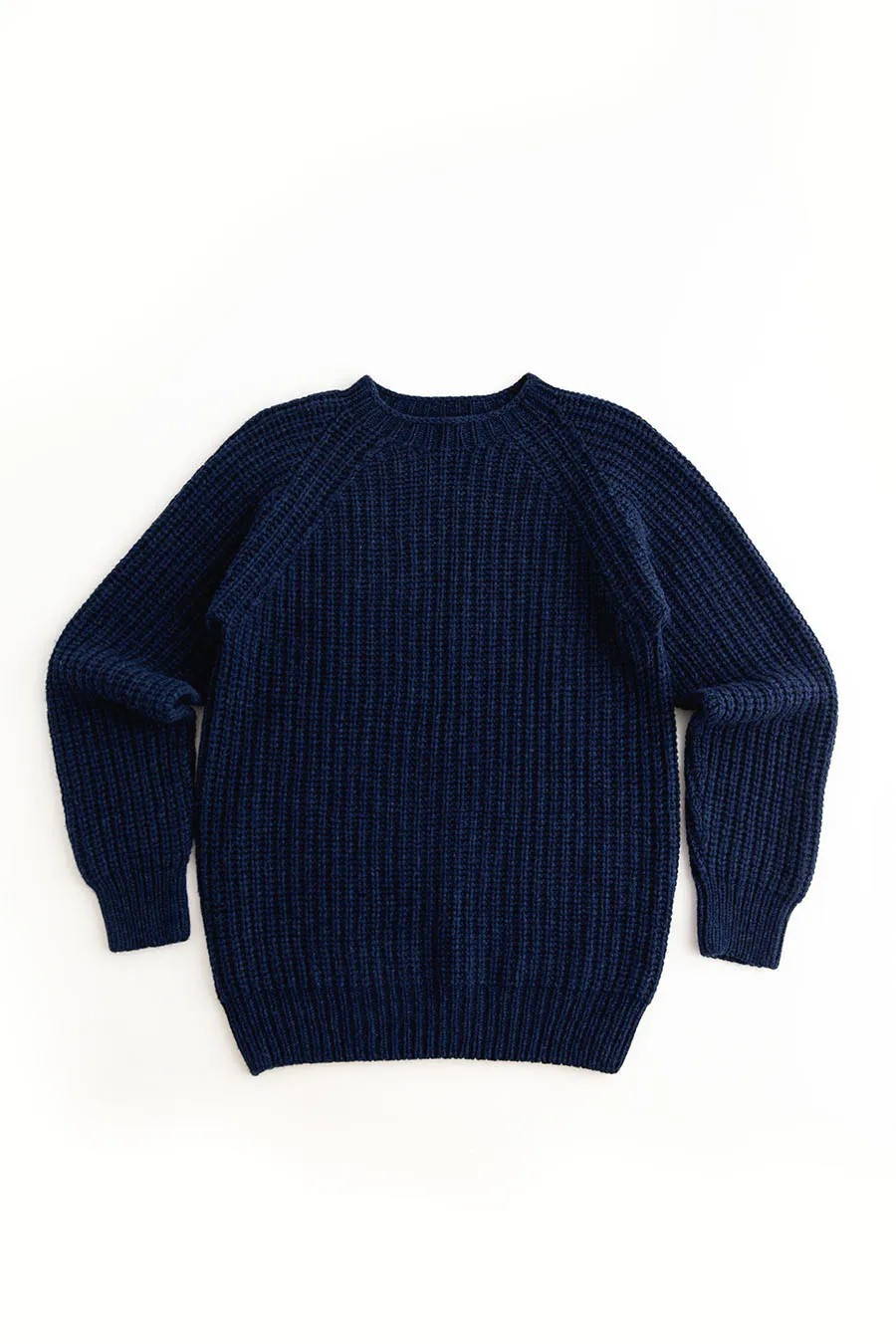 Mens Geelong Superfine Lambswool Fisherman’s Rib Jumper - Navy blue