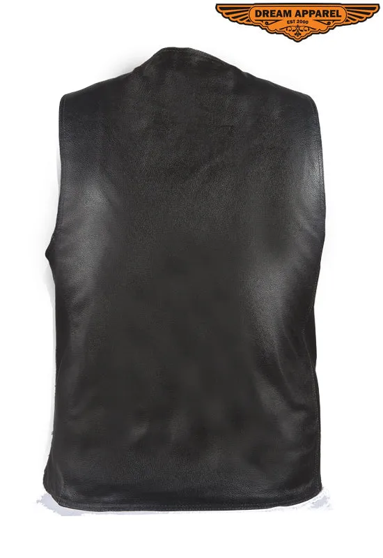 Mens Plain Black Leather Vest