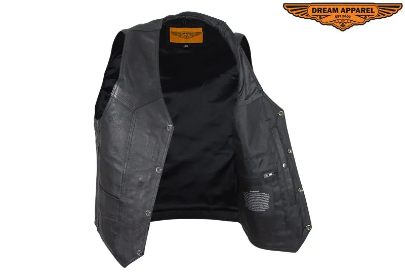 Mens Plain Black Leather Vest