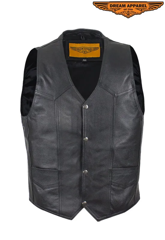 Mens Plain Black Leather Vest