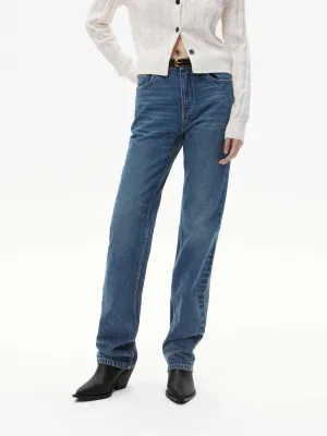 Mid Waist Straight Leg Jeans