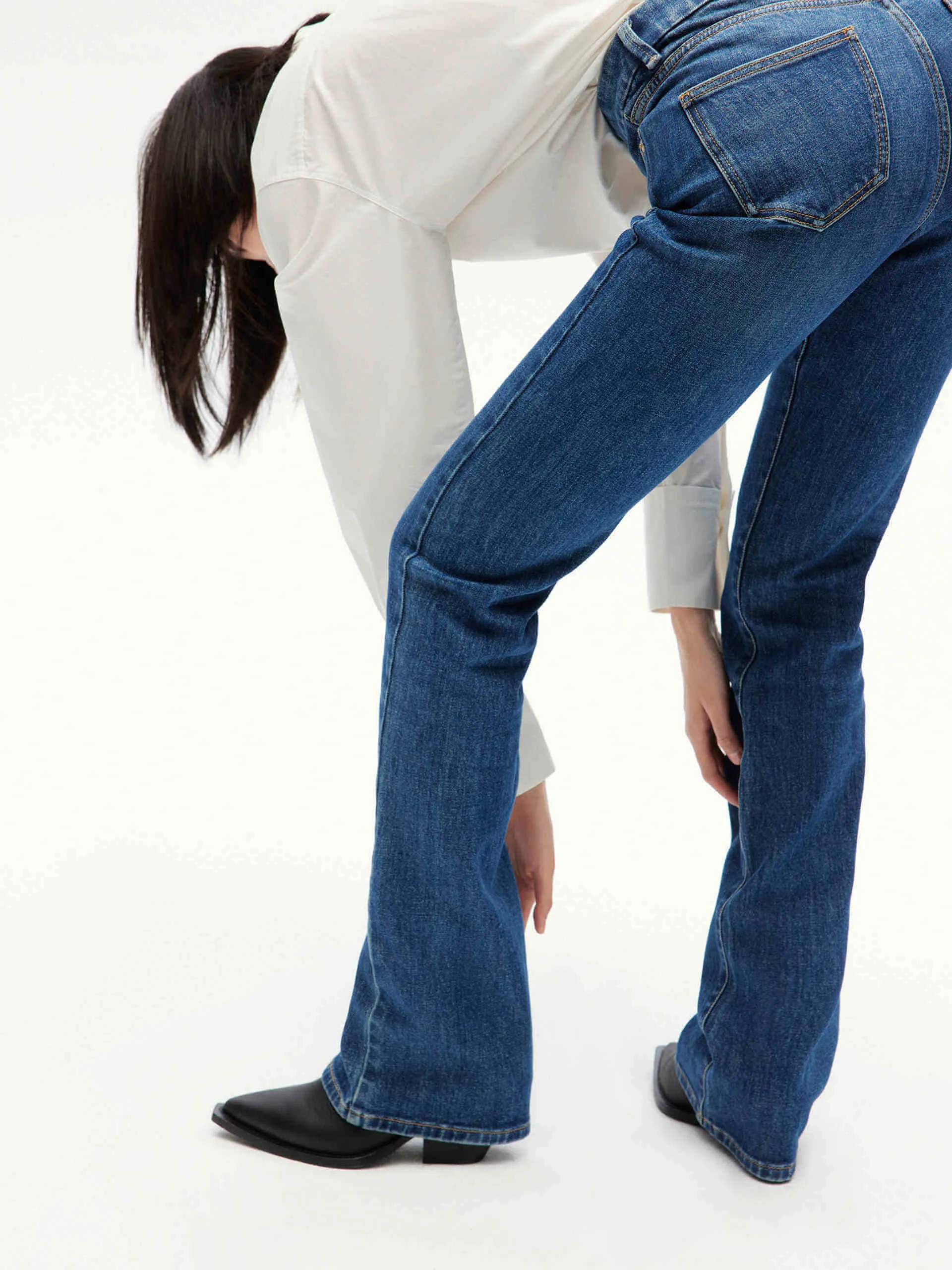 Mid Waist Straight Leg Jeans