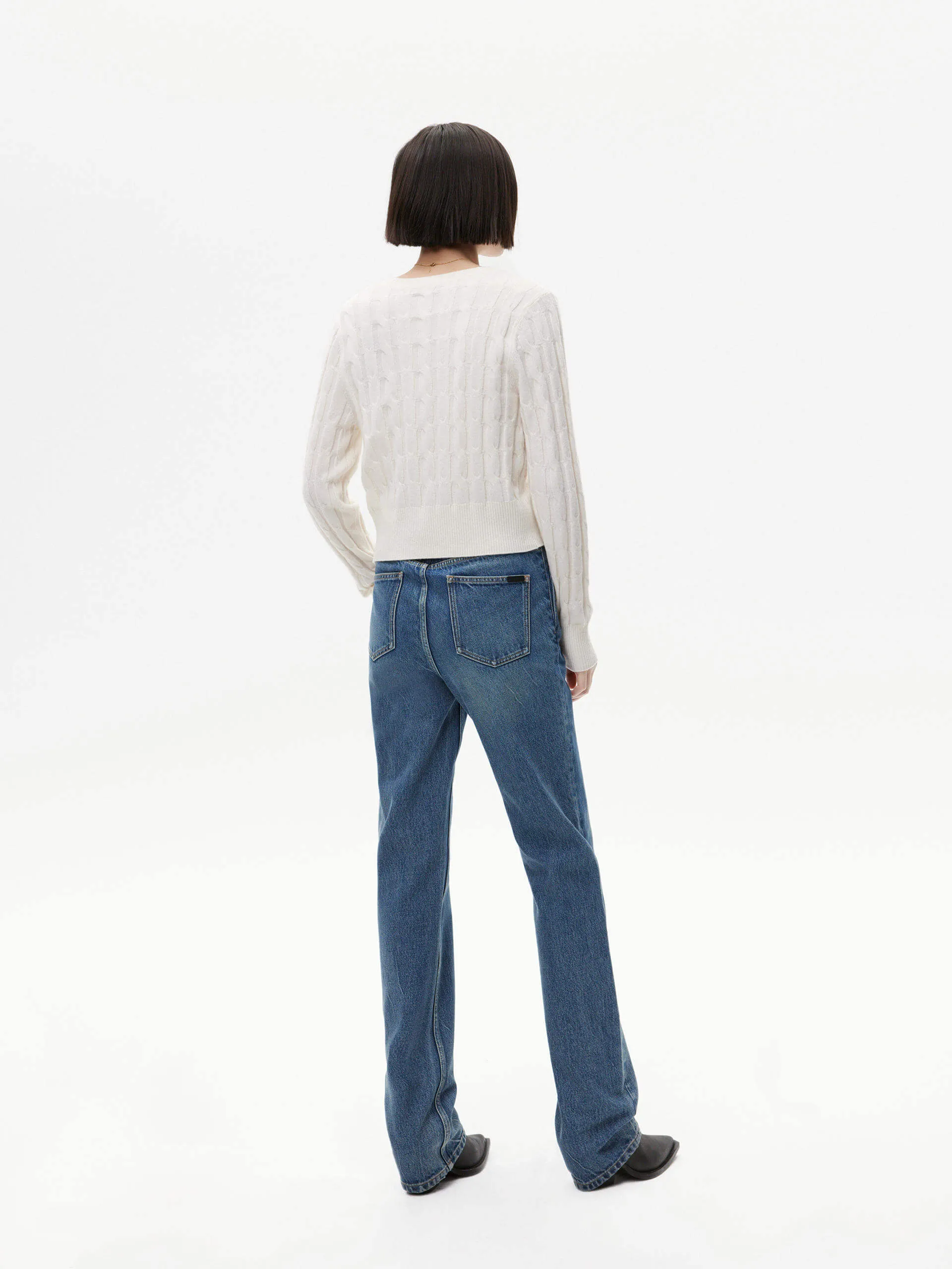 Mid Waist Straight Leg Jeans