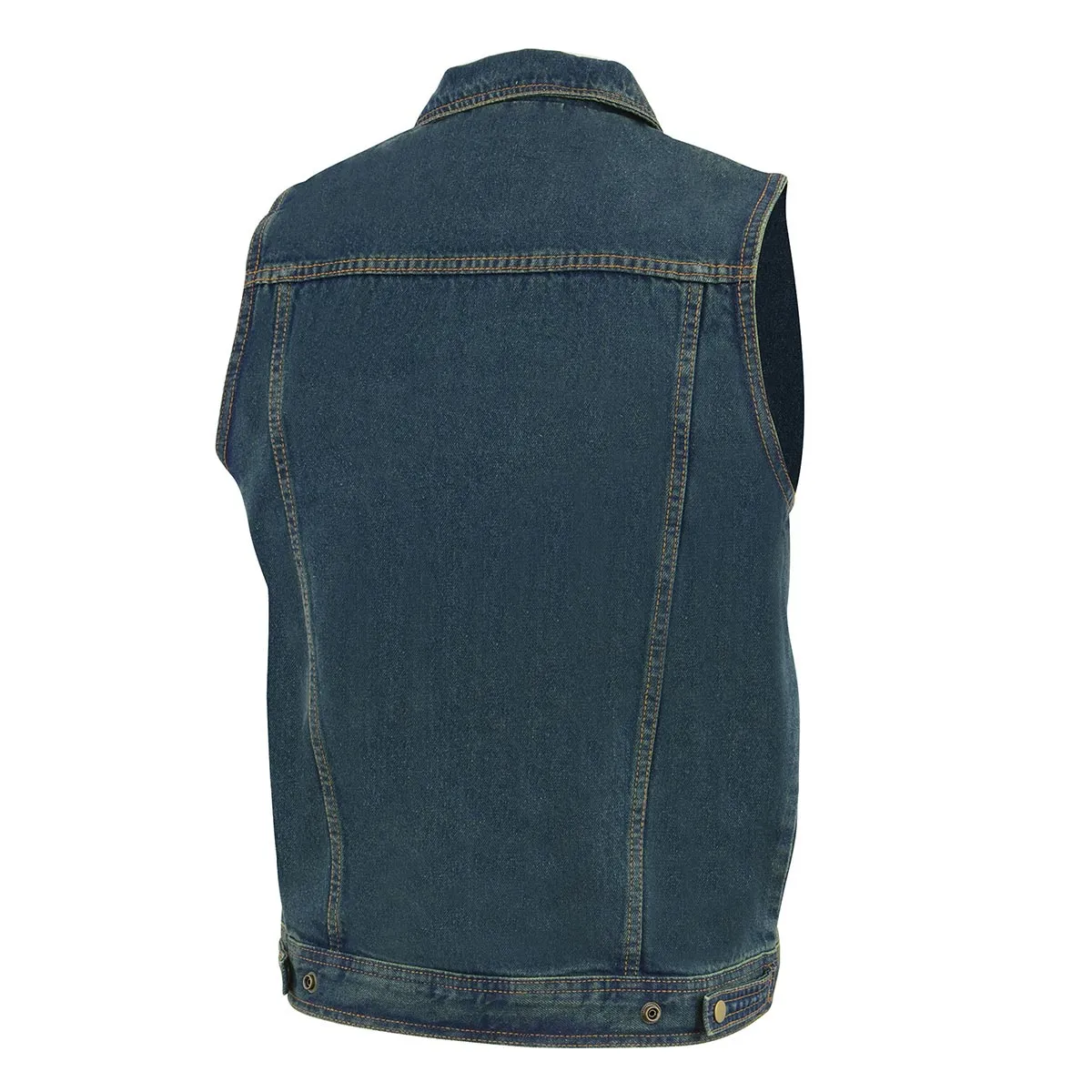 Milwaukee Leather DM1331 Men's Blue Denim Motorcycle Biker Riders Vest with Shirt Style Collar