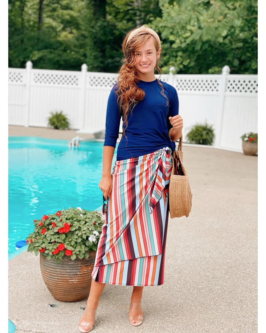 Multi Stripe Maxi Wrap Swim Skirt