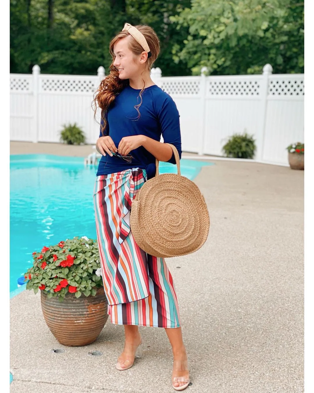 Multi Stripe Maxi Wrap Swim Skirt