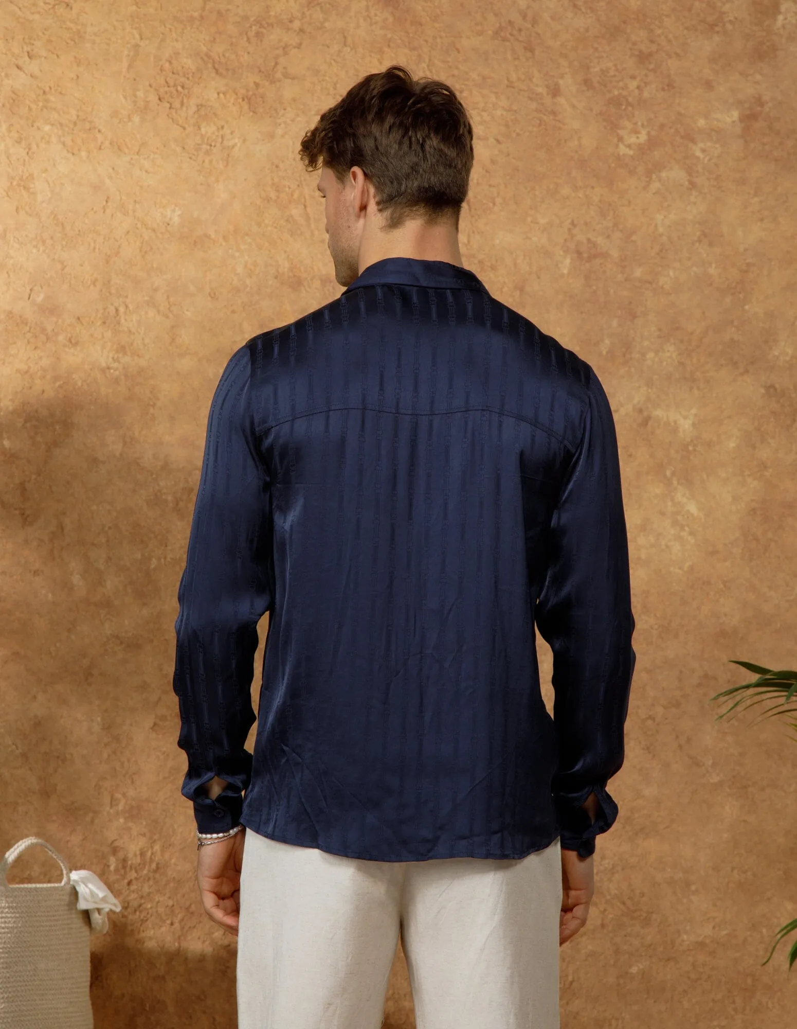 Navy L/S Horsebit Shirt