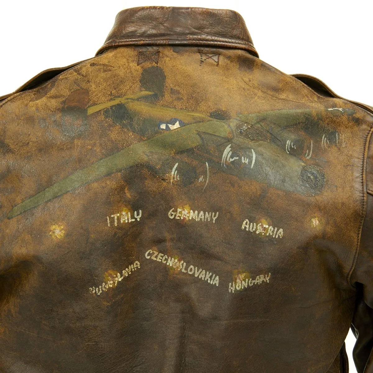 Original U.S. WWII B-24 Liberator 484th Bombardment Group Named Grouping with Painted A2 Jacket and Italian Made Patches