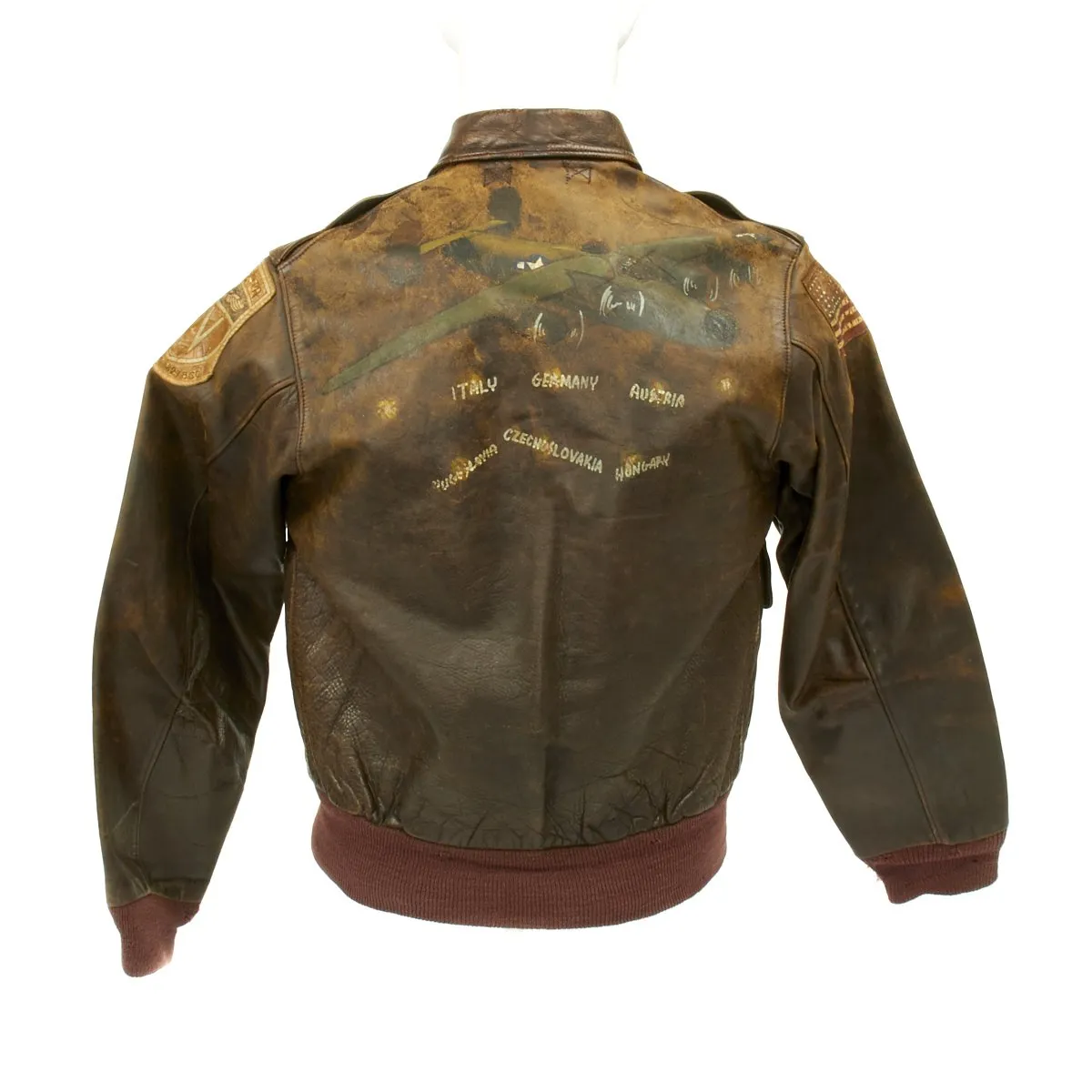 Original U.S. WWII B-24 Liberator 484th Bombardment Group Named Grouping with Painted A2 Jacket and Italian Made Patches