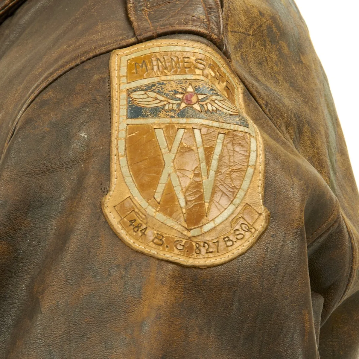 Original U.S. WWII B-24 Liberator 484th Bombardment Group Named Grouping with Painted A2 Jacket and Italian Made Patches