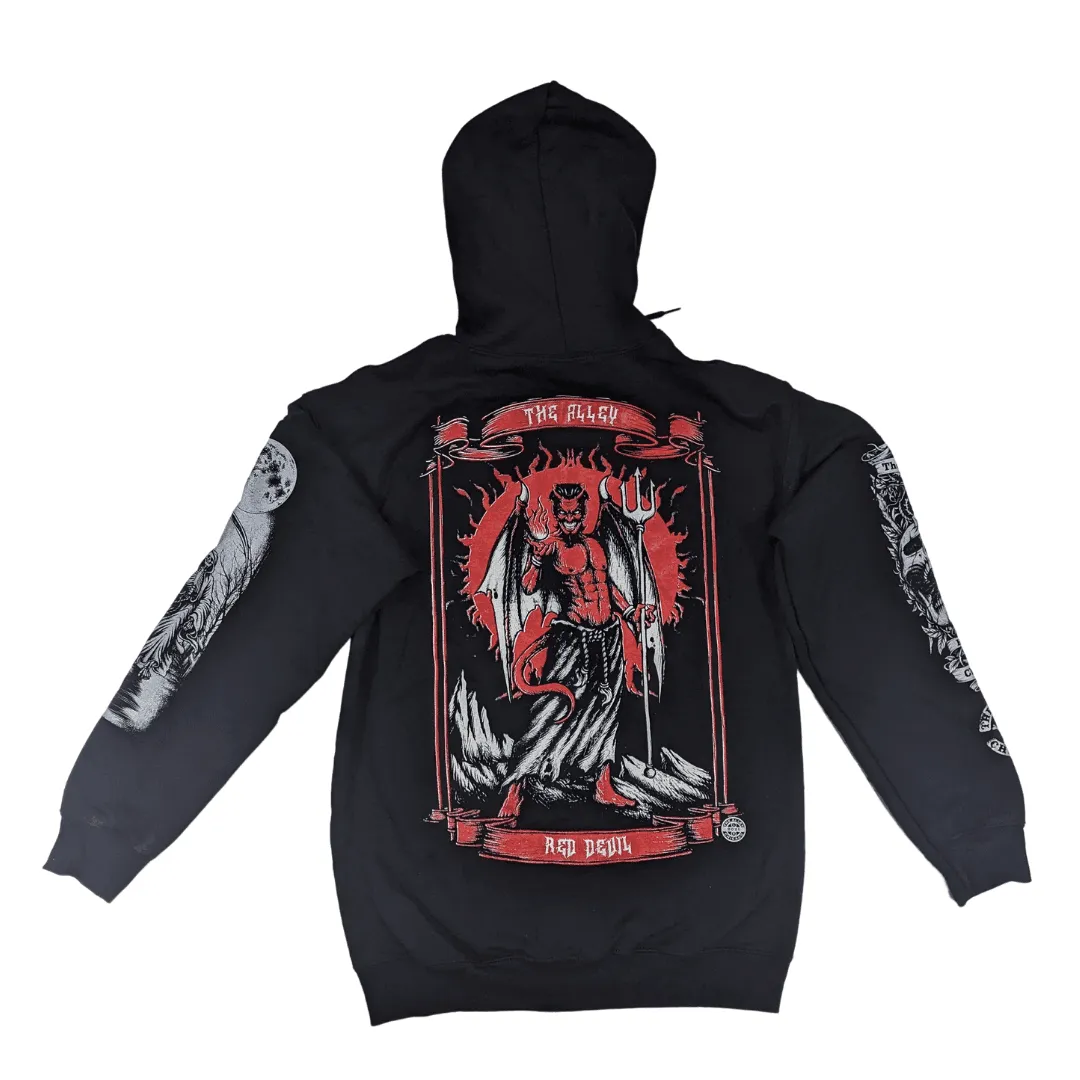 Red Devil Zip Up Hoodie with Printed Sleeves