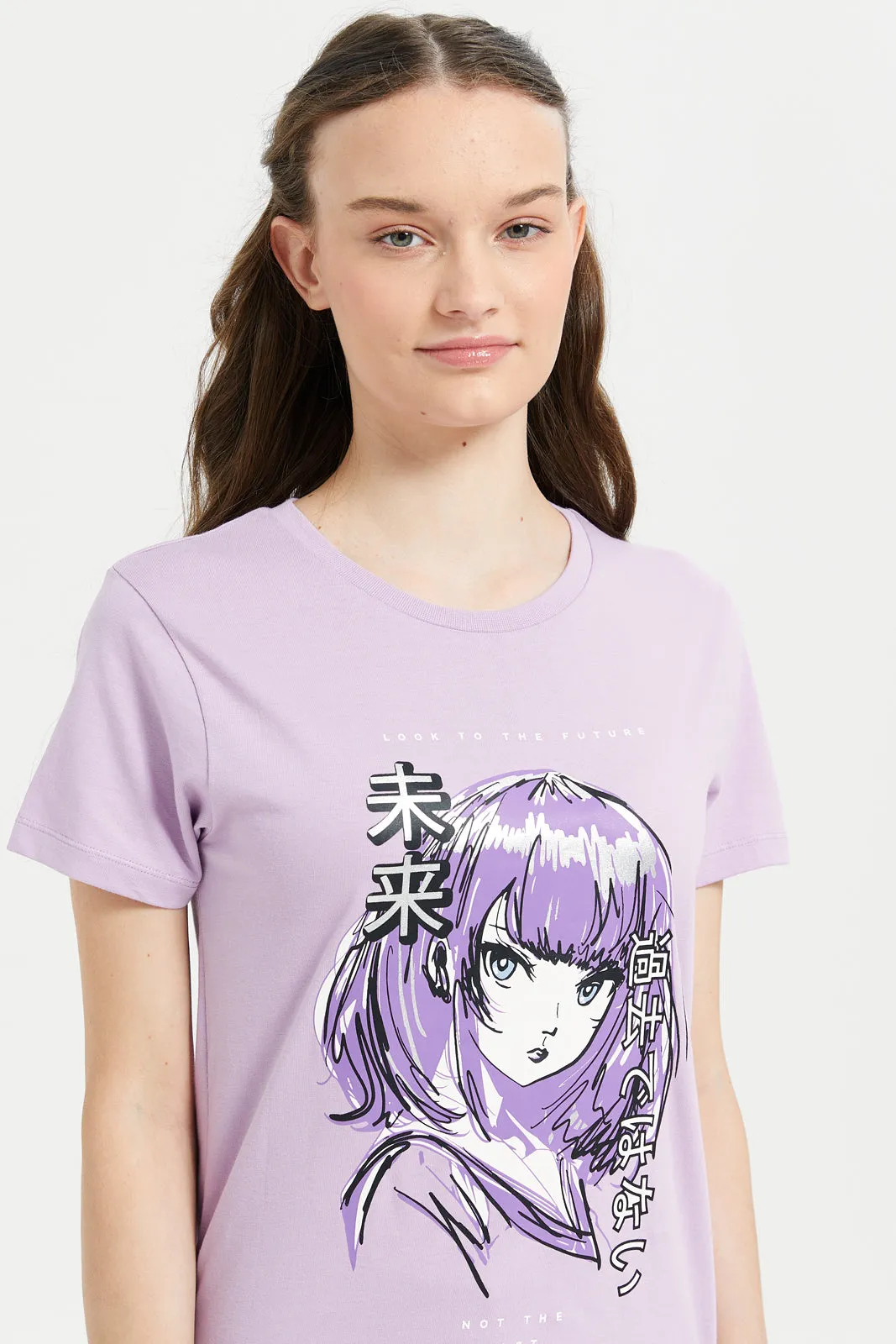 Senior Girls Lilac Graphic T-Shirts