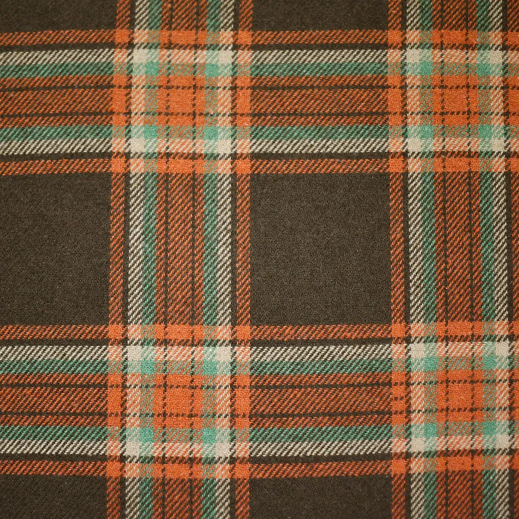 Tartan Plaid Heavy Twill Flannel Shirting Chocolate/Tangerine