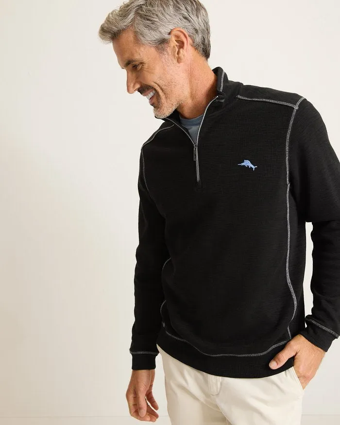 Tobago Bay Half-Zip Sweatshirt in Black by Tommy Bahama