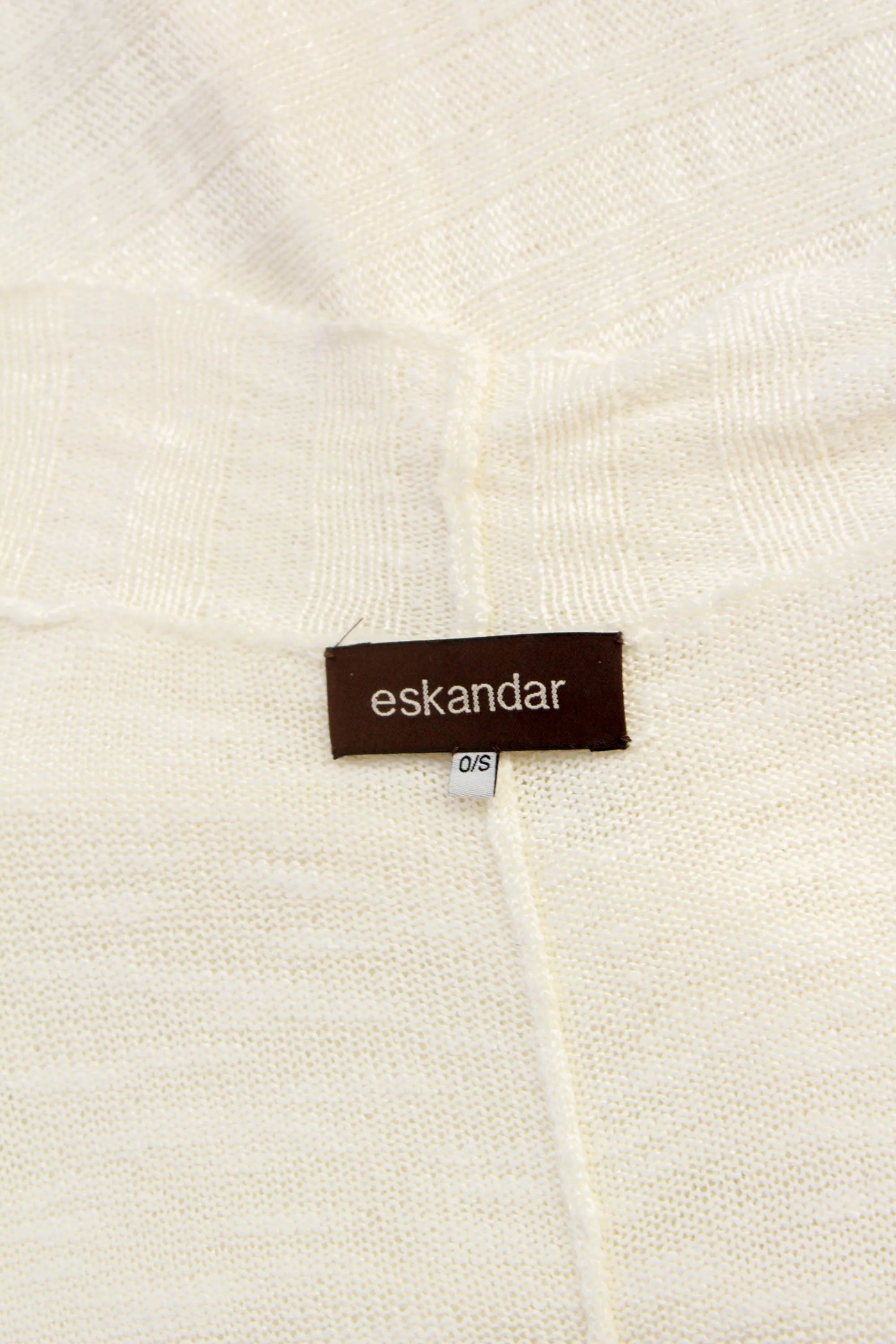 White Knit Eskandar Long Linen Cardigan, O/S