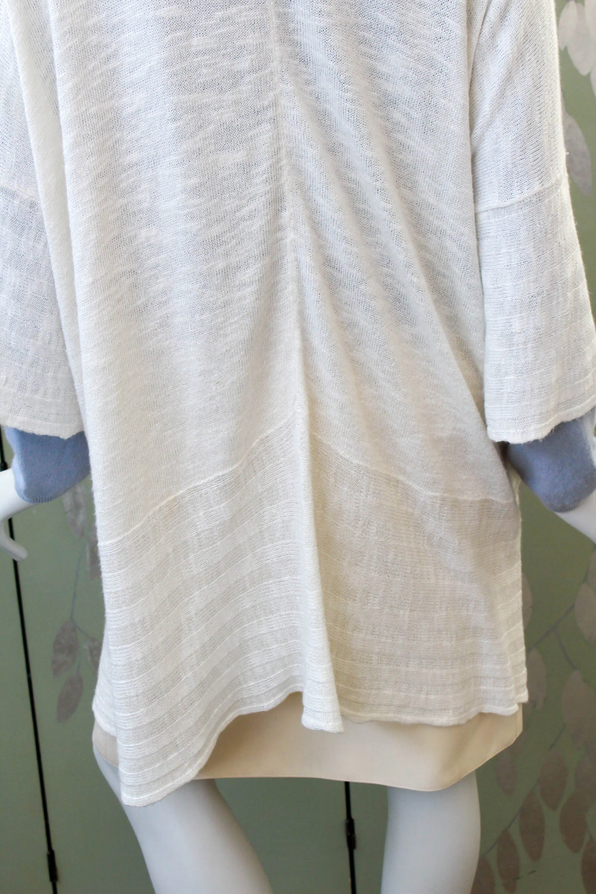 White Knit Eskandar Long Linen Cardigan, O/S